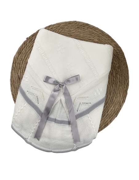 1102955 white and grey Baby Shawl BRAND ALMA