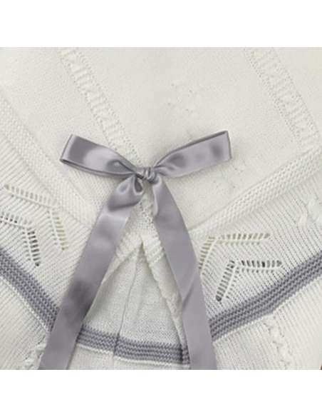 1102955 white and grey Baby Shawl BRAND ALMA