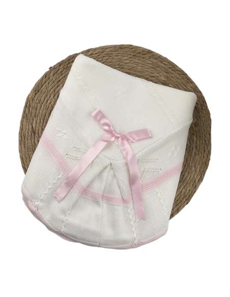 1102955 white and pink Baby Shawl BRAND ALMA