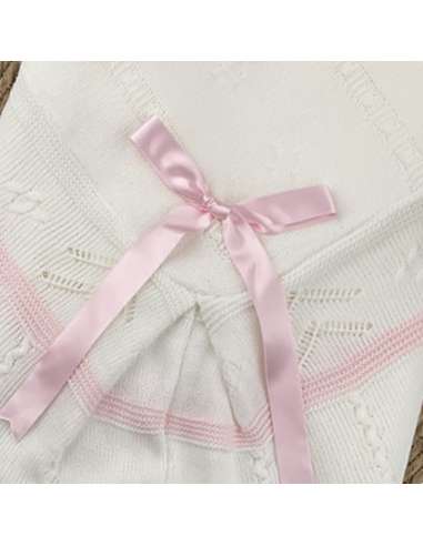 1102955 white and pink Baby Shawl BRAND ALMA