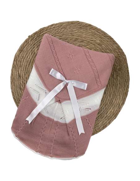 1102955 pale pink and white Baby Shawl BRAND ALMA
