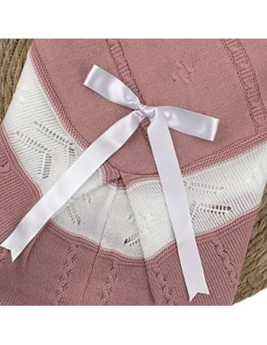 1102955 pale pink and white Baby Shawl BRAND ALMA