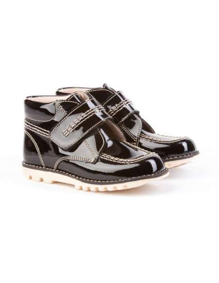 Bota Sport Velcro en Charol AngelitoS 306 Negro