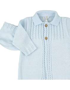 DF23040 BLUE  KNITTED COAT WITH BONNET BRAND DULCE DE FRESA 2