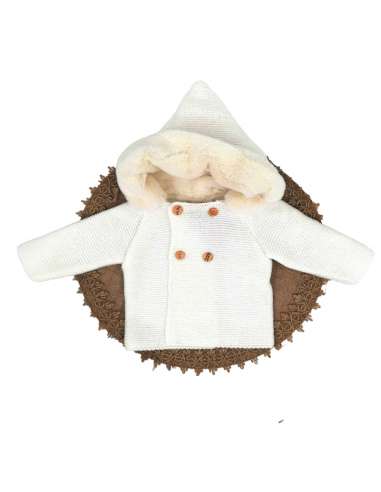 550.12 BEIGE KNITTED COAT WITH HOOD