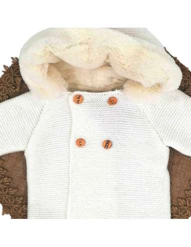 550.12 BEIGE ABRIGO DE PUNTO CON CAPUCHA
