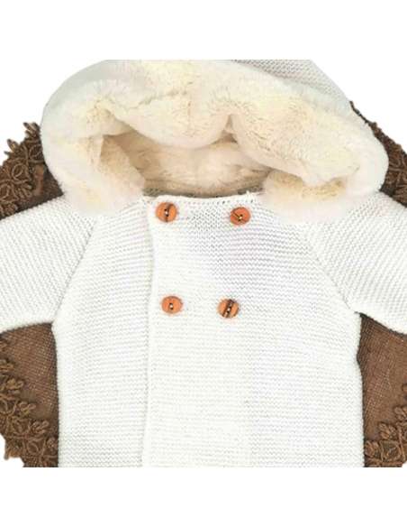 550.12 BEIGE KNITTED COAT WITH HOOD