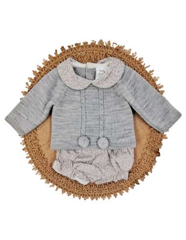 523.1 GREY WOOL BABY SET TWO PIECES BRAND BABY FASHION