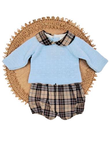 523.4 BLUE WOOL BABY SET TWO PIECES BRAND BABY FASHION