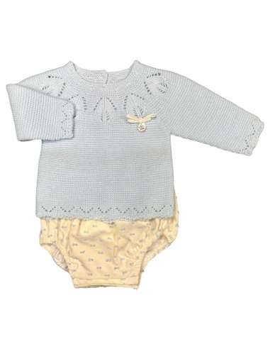 70230 BLUE KNIT BABY SET  TWO PIECES BRAND VISI