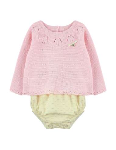 70230 PINK KNIT BABY SET  TWO PIECES BRAND VISI
