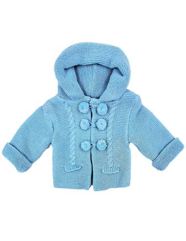 550.2 BLUE KNITTED COAT WITH HOOD BRAND BABY FASHION