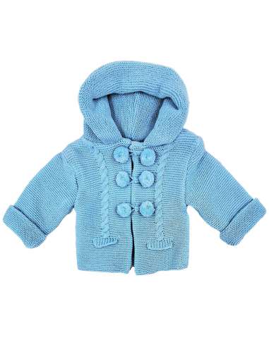 550.2 BLUE KNITTED COAT WITH HOOD BRAND BABY...