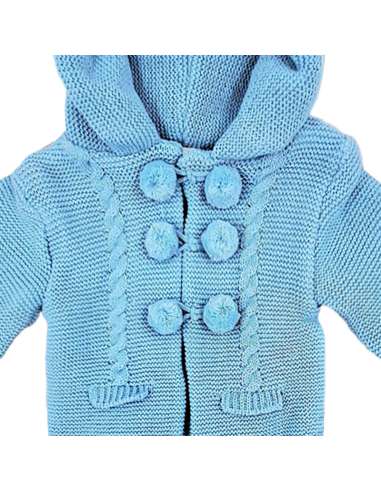 550.2 BLUE KNITTED COAT WITH HOOD BRAND BABY...