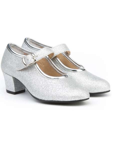 Zapato Flamenca Hebilla AngelitoS 305 Glitter Plata