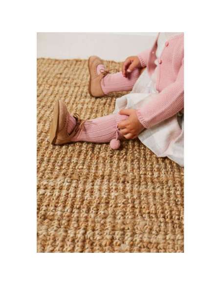 WARM COTTON RIB KNEE-HIGH SOCKS WITH POMPOMS CONDOR 30152