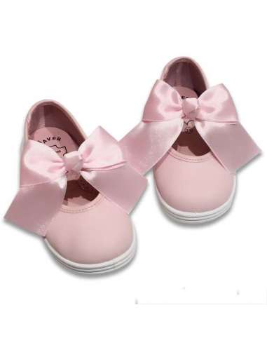 Mary Jane Leather Javer with bow 161 pink