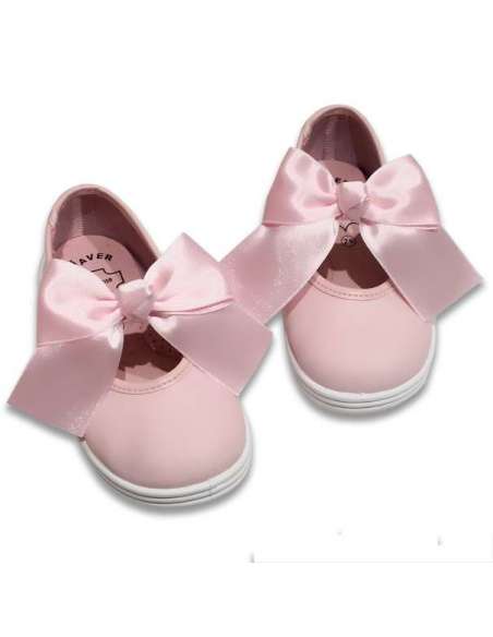 Mary Jane Leather Javer with bow 161 pink