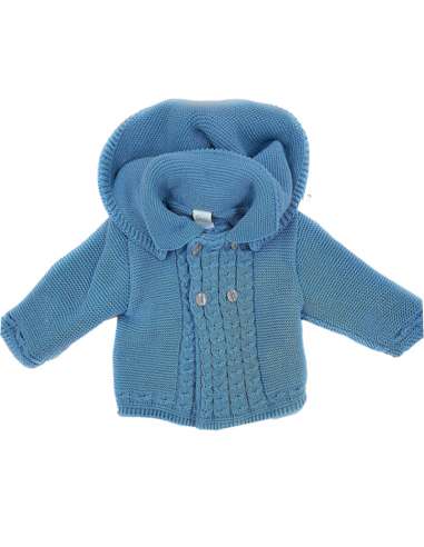 23260 BLUE KNITTED COAT WITH HOOD BRAND GLORY