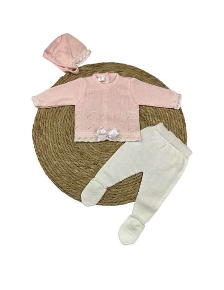 2811 ROSA CONJUNTO LANA TRES PIEZAS MARCA LA CASITA DE PEPITO