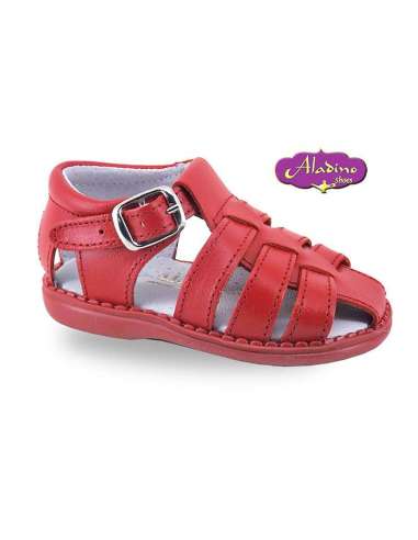 BOYS SANDALS IN LEATHER ALADINO 2193 RED