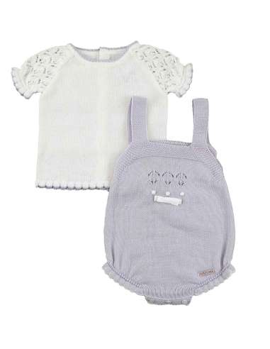 60412 GREY KNITTED OVERALLS WITH JERSEY  BRAND VISI