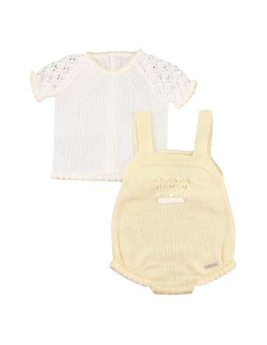 60412 YELLOW KNITTED OVERALLS WITH JERSEY  BRAND VISI