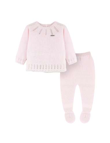 80100 PINK WOOL BABY SET  TWO PIECES BRAND VISI