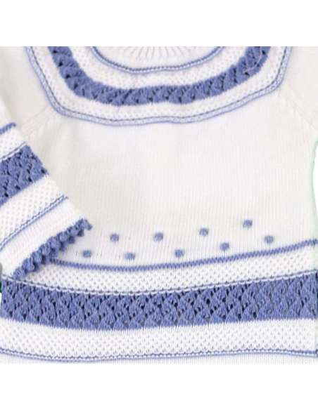 22030DF BLANCO/VAQUERO CONJUNTO LANA 100%ALGODON MARCA  DULCE DE FRESA