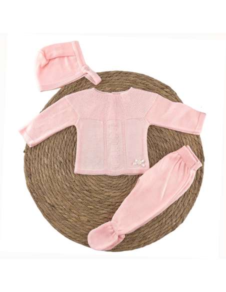 6007 ROSA CONJUNTO LANA TRES PIEZAS MARCA PELOTTAS