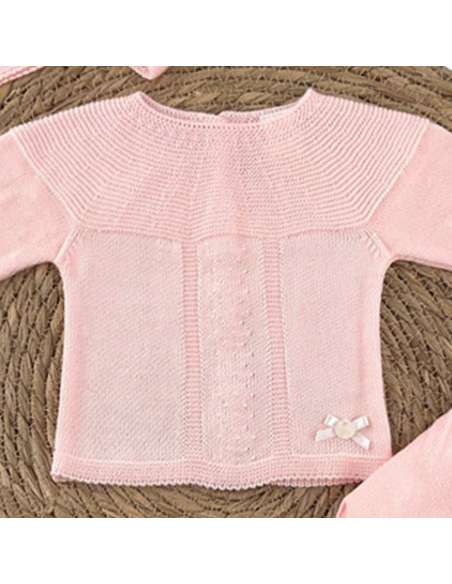 6007 ROSA CONJUNTO LANA TRES PIEZAS MARCA PELOTTAS