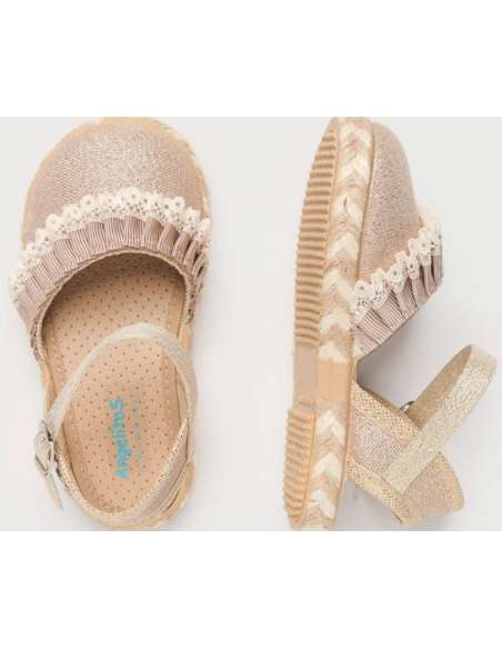 ESPADRILLES CANVAS WITH RUFFLE ANGELITOS 951 GOLD