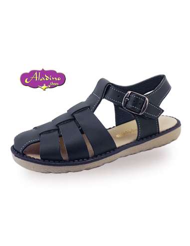 ALADINO BOYS SANDALS IN LEATHER  1096 NAVY