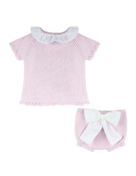 25109DF ROSA BEBE CONJUNTO PUNTO 100% ALGODON MARCA  DULCE DE FRESA