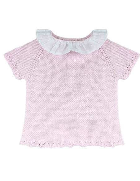25109DF PINK KNIT BABY SET 100% COTTON BRAND DULCE DE FRESA