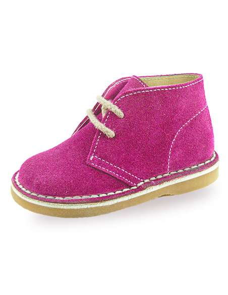 BOTA DE NIÑO SERRAJE CON LAZOS 014 FUXIA