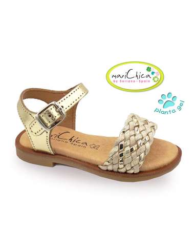 GIRLS SANDALS IN LEATHER 401S GOLD