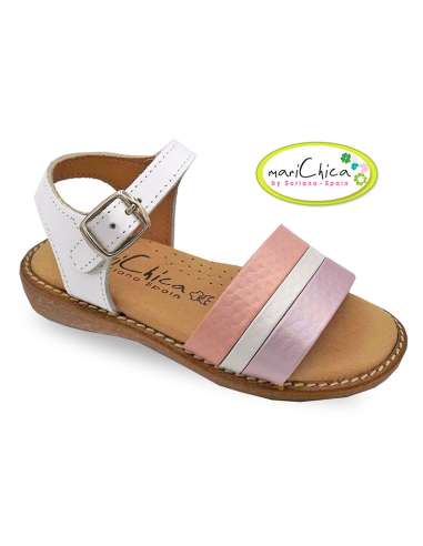 GIRLS SANDALS IN LEATHER COMBINED 404 PINK