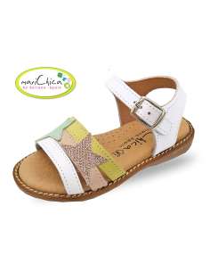 GIRLS SANDALS IN LEATHER COMBINED 411B PINK