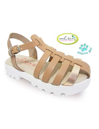 LEATHER SANDALS WITH GEL SOLE 495 CUERO