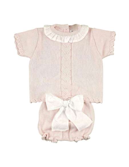 24007DF ROSA BEBE CONJUNTO PUNTO 100% ALGODON MARCA  DULCE DE FRESA