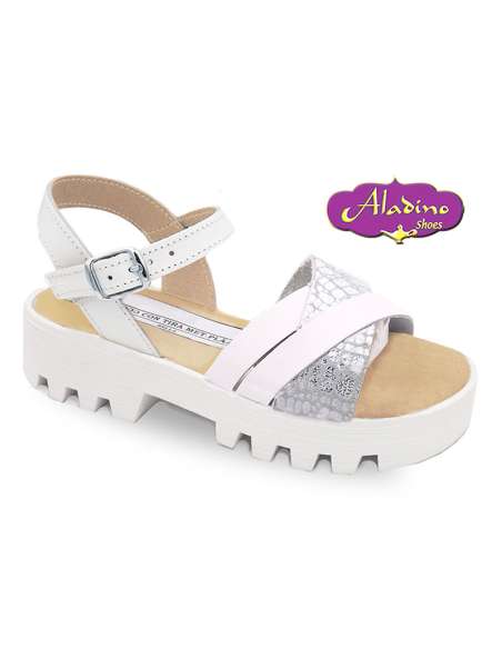 SANDALIA DE PIEL CON SUELA EVA ALADINO 2166 BLANCO