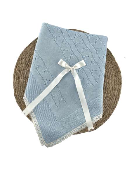 1003047 BLUE BABY SHAWL IN WOOL  BRAND ALMA