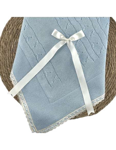 1003047 BLUE BABY SHAWL IN WOOL  BRAND ALMA