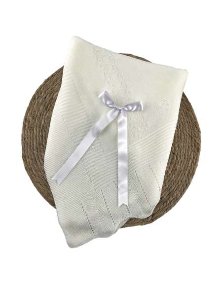 1003064 WHITE BABY SHAWL IN WOOL  BRAND ALMA