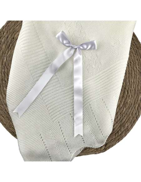 1003064 WHITE BABY SHAWL IN WOOL  BRAND ALMA