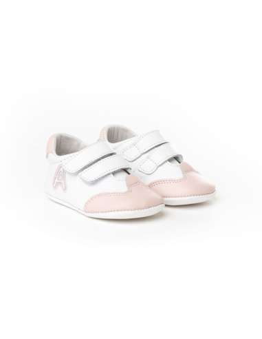 PRAM SHOES IN LEATHER ANGELITOS 265 white-PINK