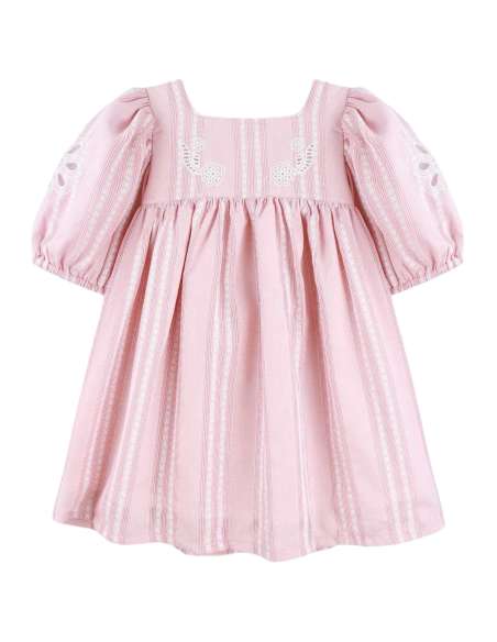 20001DF PINK  GIRL'S EMBROIDERED DRESS  BRAND DULCE DE FRESA
