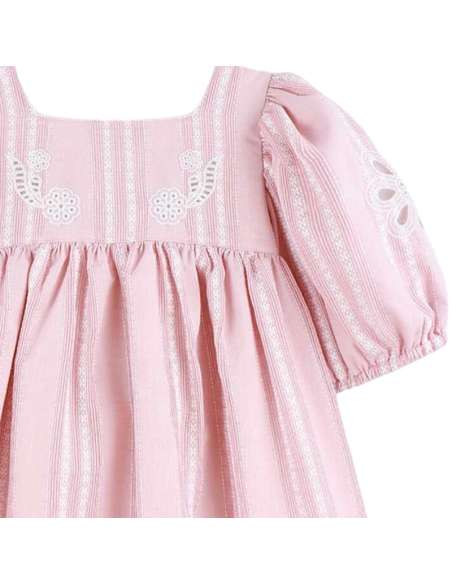 20001DF PINK  GIRL'S EMBROIDERED DRESS  BRAND DULCE DE FRESA