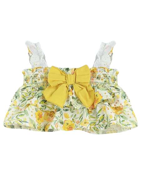 20003DF MOSTAZA VESTIDO HOJAS CON BRAGUITA  MARCA  DULCE DE FRESA